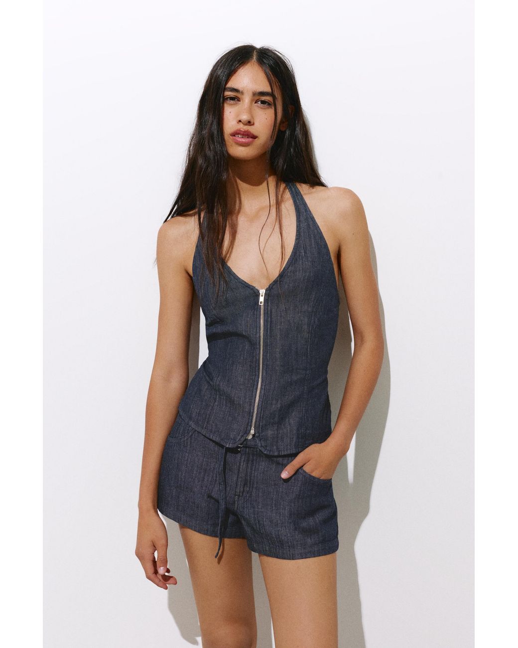 Pull&Bear Brown Denim Shorts With Belt