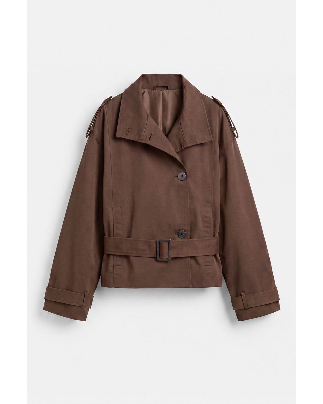 Pull&Bear Brown Short Belted Trench Coat