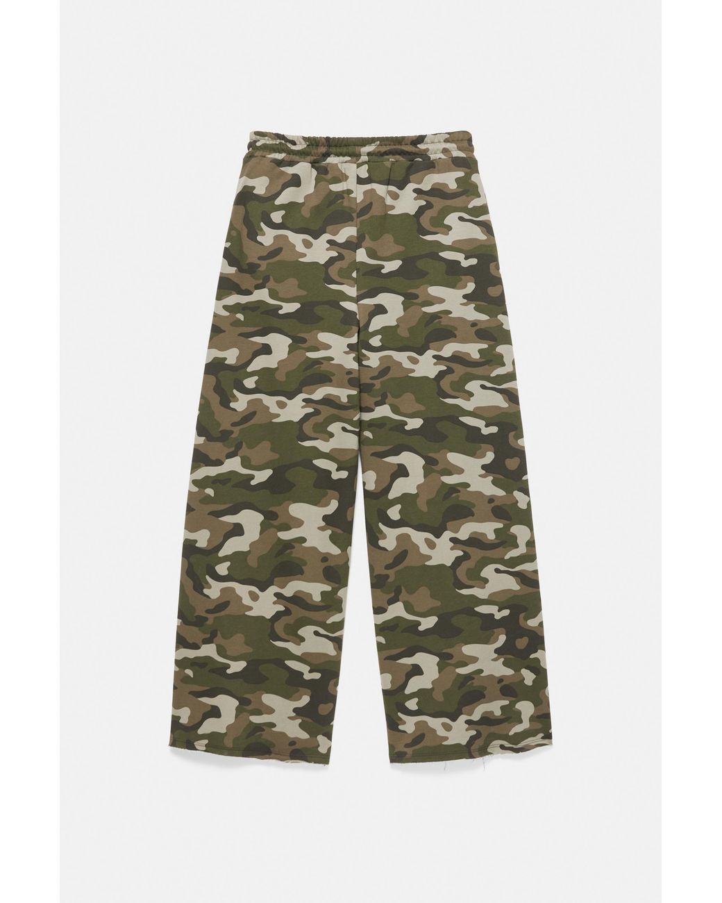 Pull&Bear Gray Wide-Leg Printed Trousers