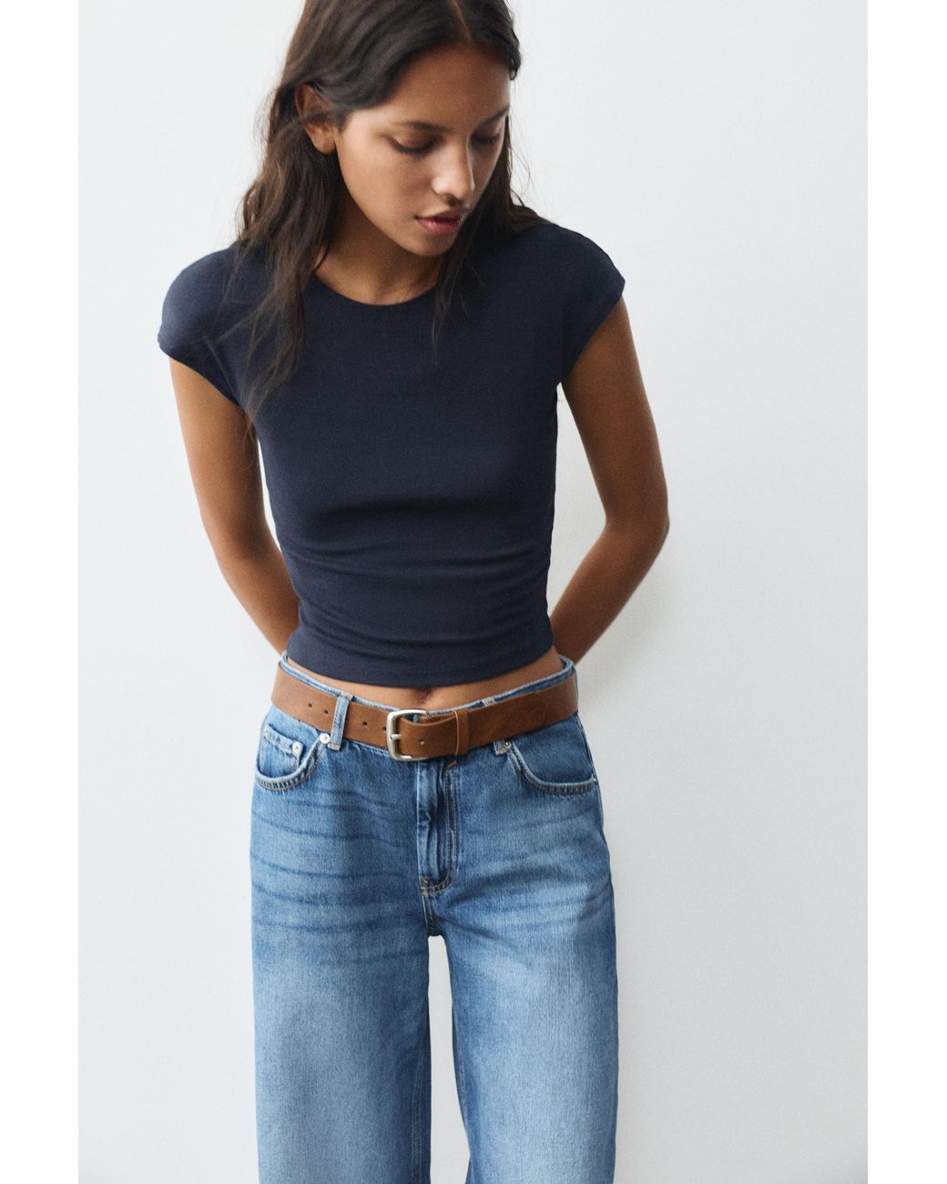 Pull&Bear Blue Fitted Short Sleeve T-Shirt