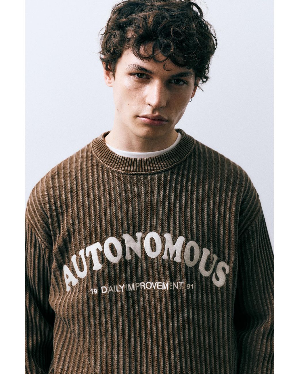 Pull&Bear Brauner Pullover Autonomous in Black für Herren