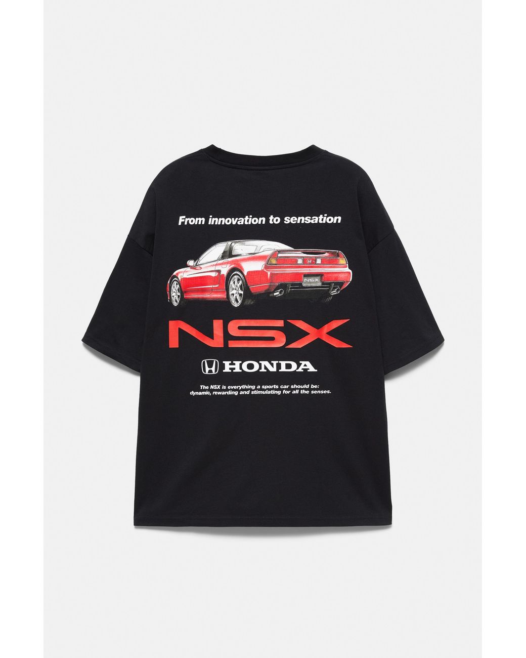 Pull&Bear Black Honda Relaxed Fit Logo T-Shirt for men