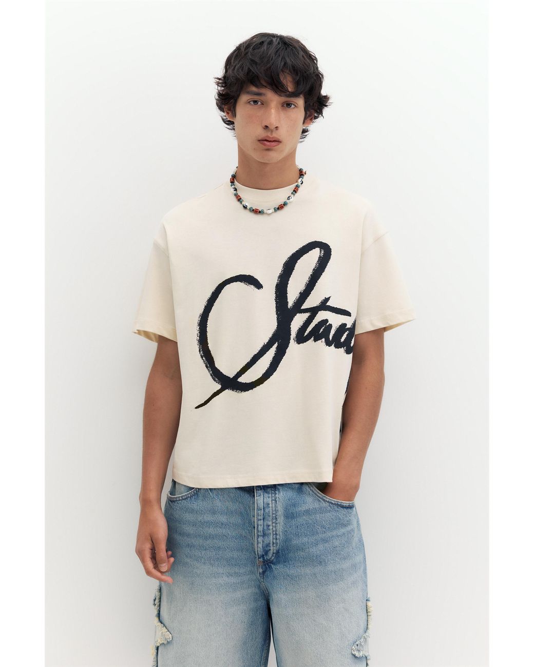 Pull&Bear Gray Stwd Graffiti T-Shirt for men
