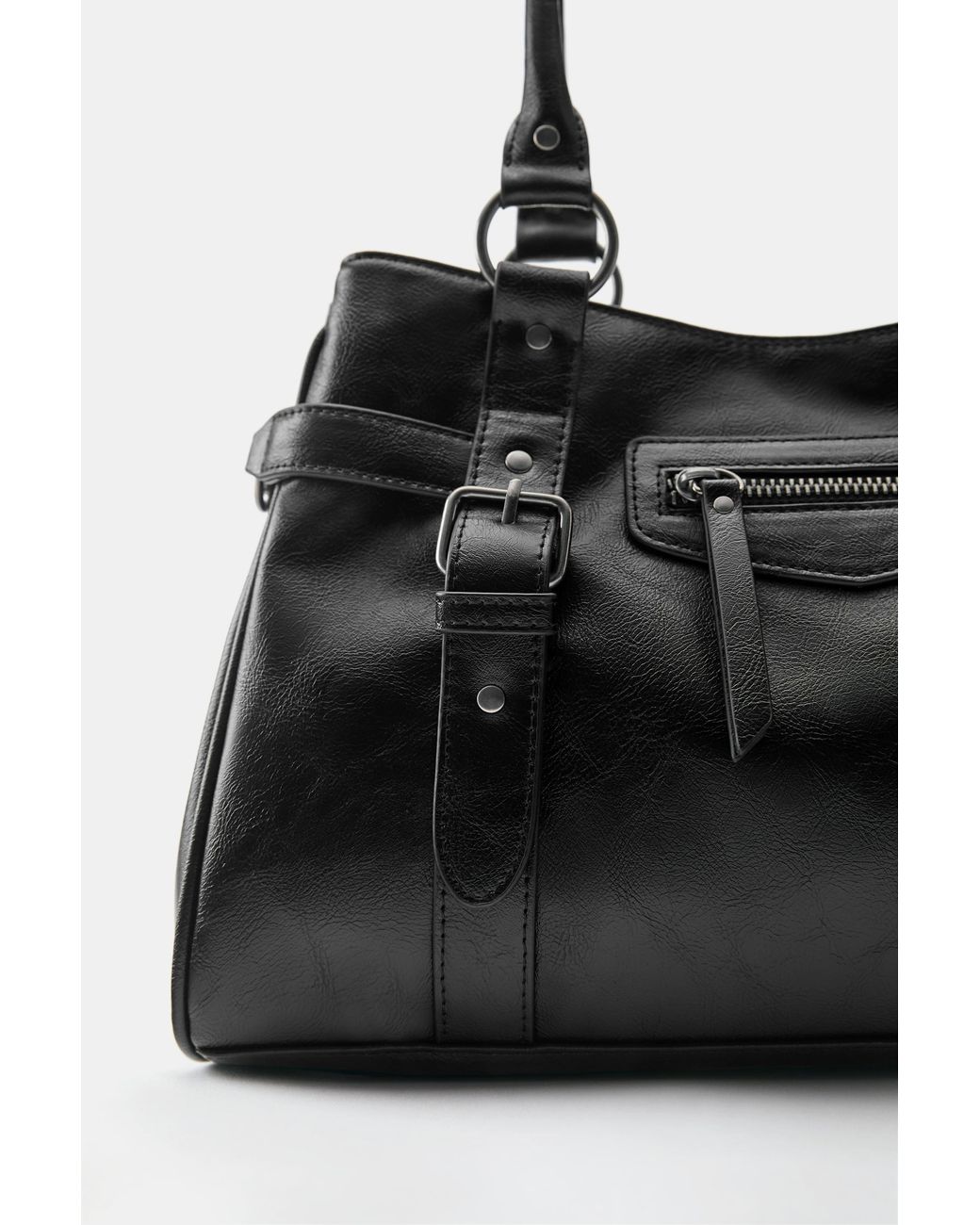 Pull&Bear Blue Shopper Bag With Buckles