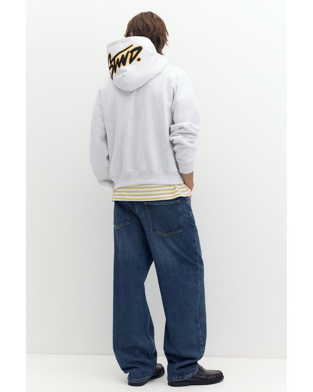 Pull&Bear White Boxy Stwd Logo Hoodie for men