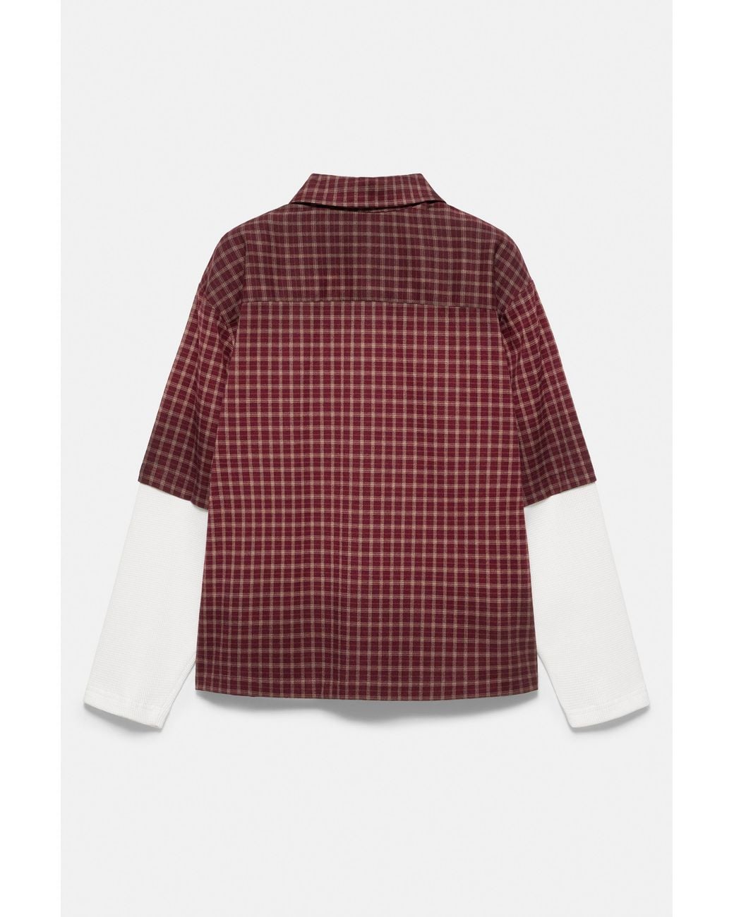 Camicia Doppia Manica Waffle di Pull&Bear in Red da Uomo