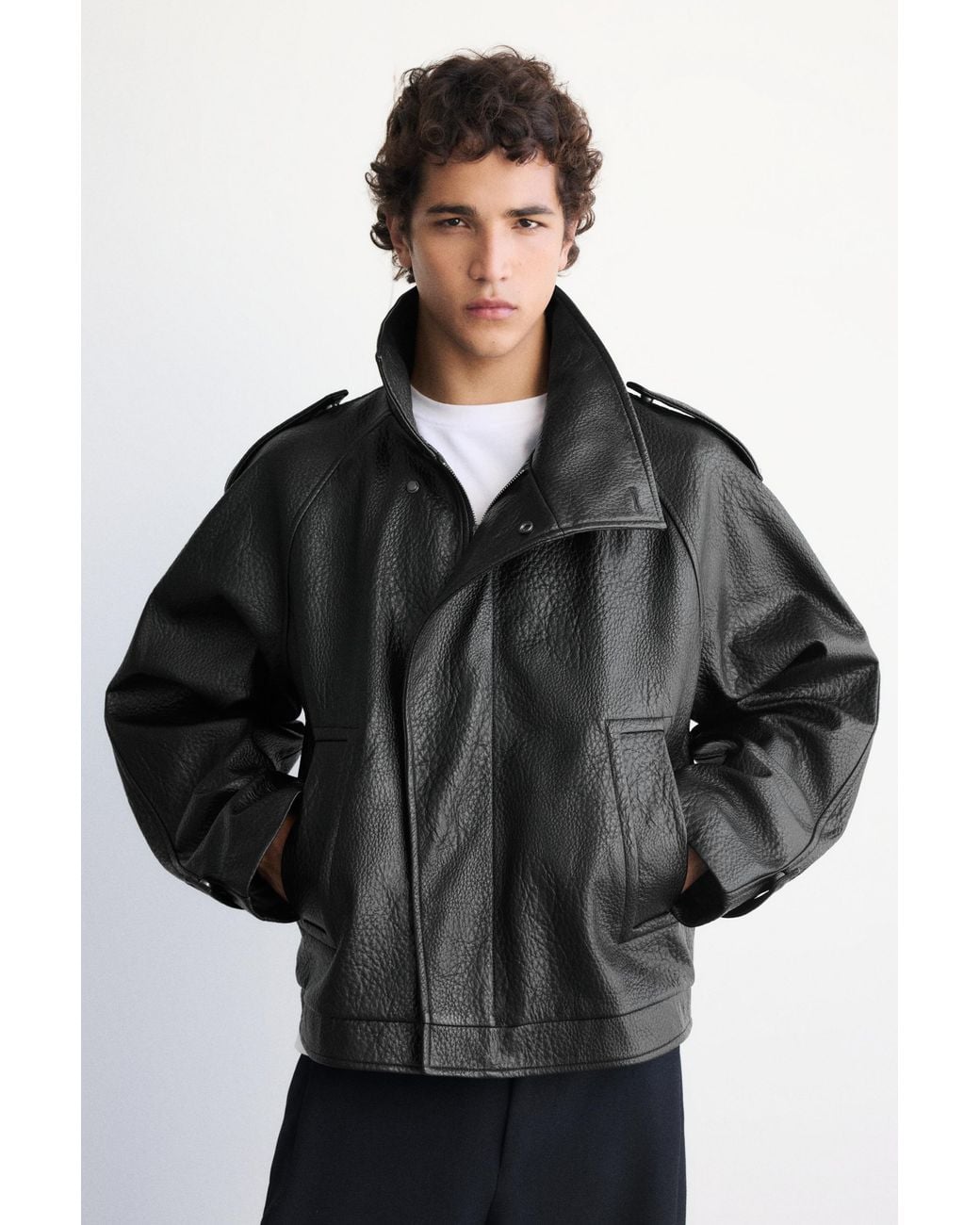 Giacca Testurizzata di Pull&Bear in Black da Uomo