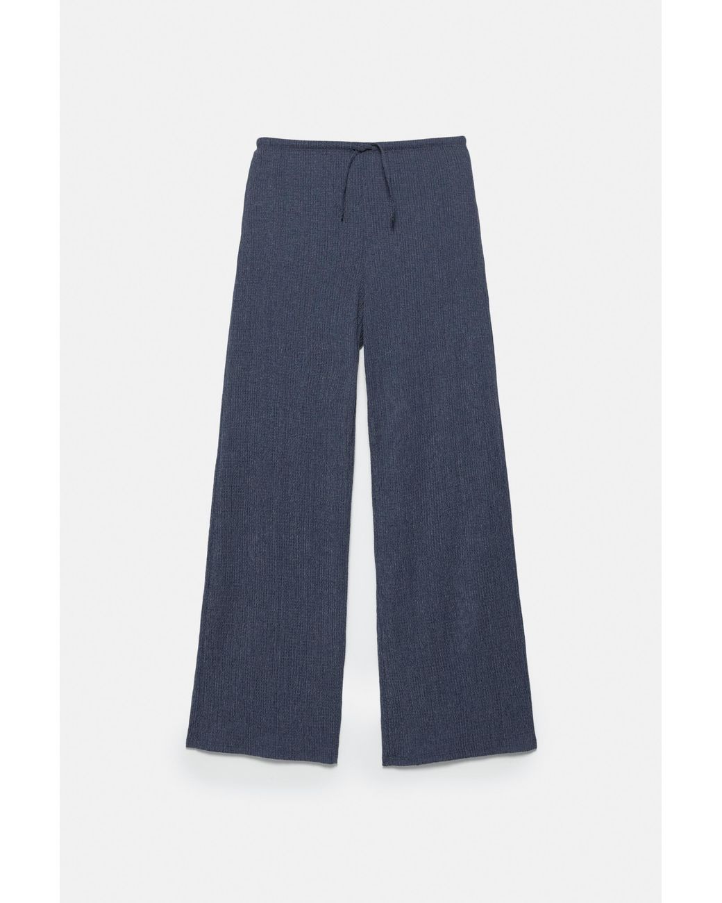 Pull&Bear Blue Wide-Leg Crepe Trousers
