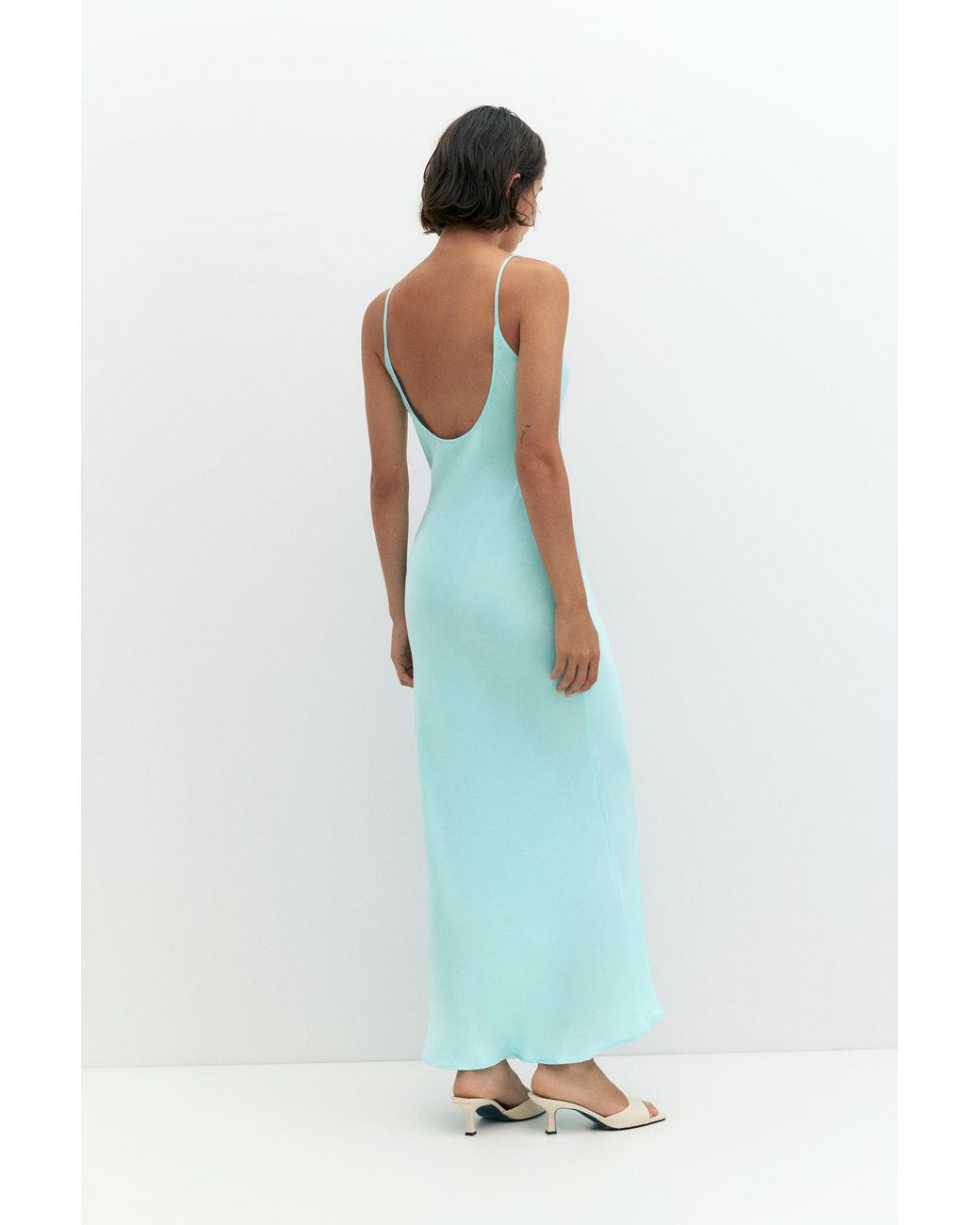 Pull&Bear Black Satin Midi Dress