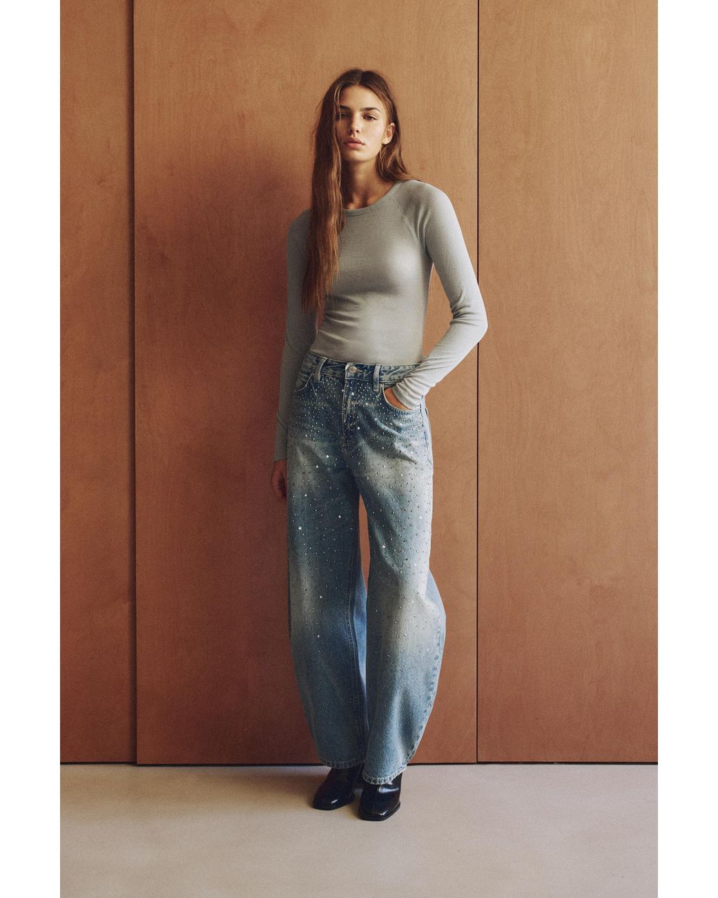 Pull&Bear Blue Fitted Semi-Sheer T-Shirt