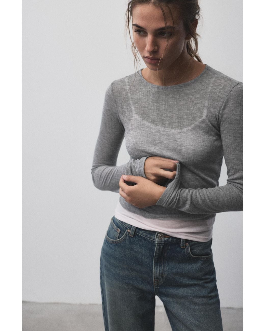 T-Shirt Superposé Fin Pull&Bear en coloris Blue