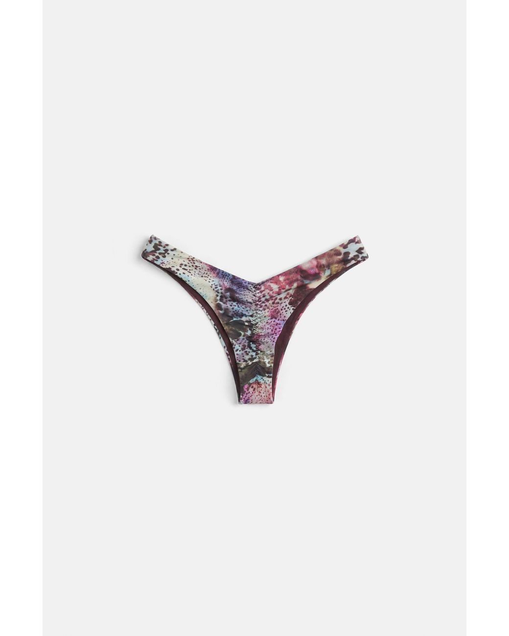 Pull&Bear Driehoekige Tie-Dye Bikinitop Met Dierenprint in het Brown