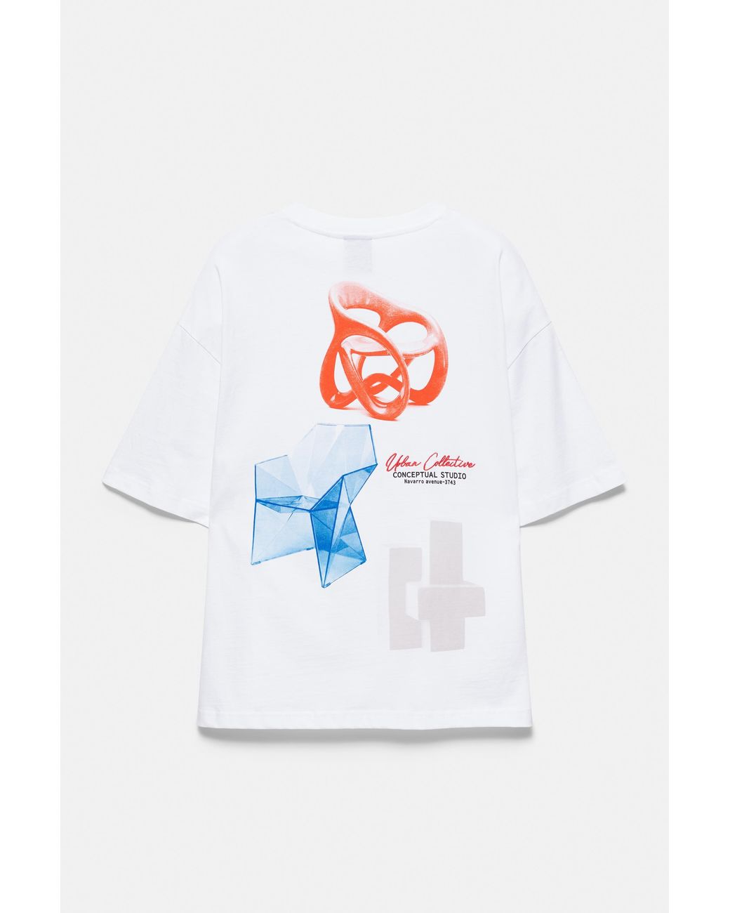 Pull&Bear Blue Conceptual Studio Relaxed Graphic T-Shirt for men