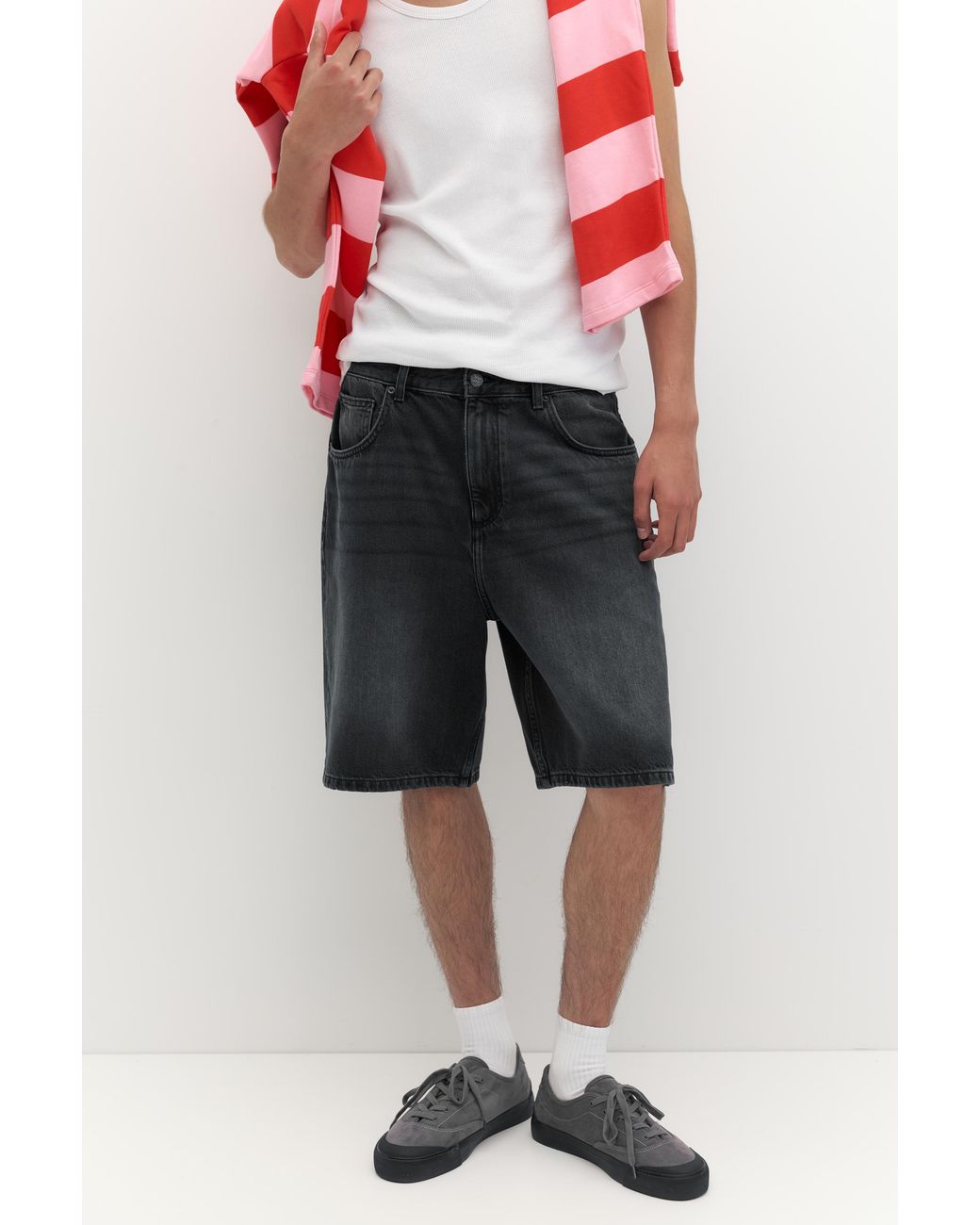 Pull&Bear Multicolor Baggy Denim Bermuda Shorts for men
