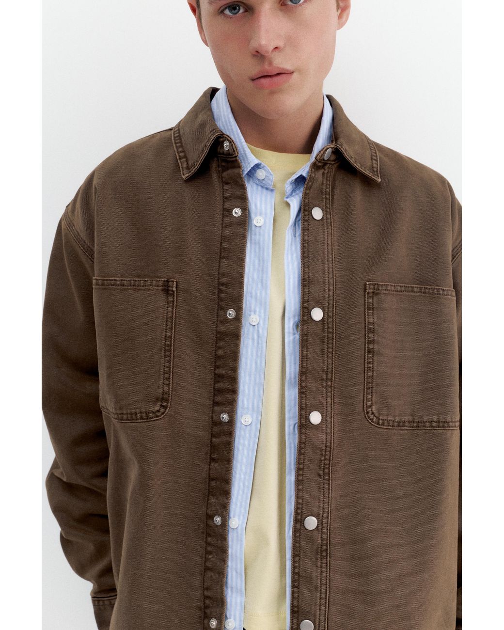 Pull&Bear Brown Pocket Overshirt for men