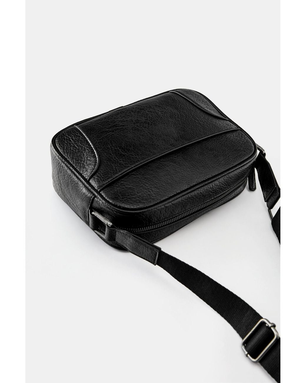 Pull&Bear Black Casual Suede Crossbody Bag for men