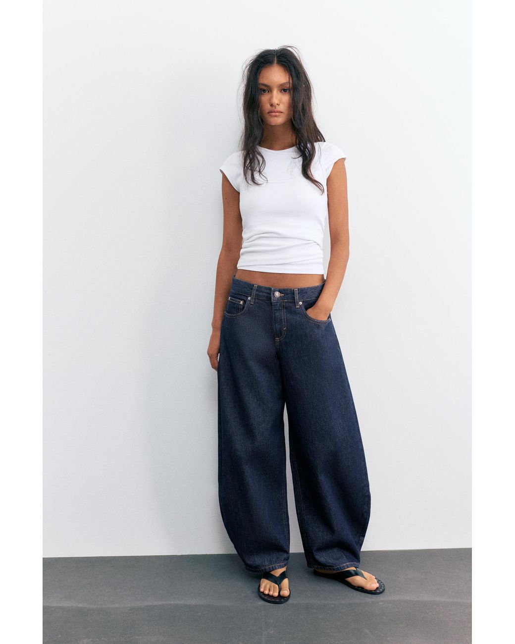 Pull&Bear Blue Low-Rise Barrel Jeans