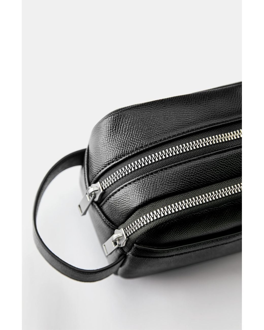 Pull&Bear Black Suede Wash Bag With Handle for men