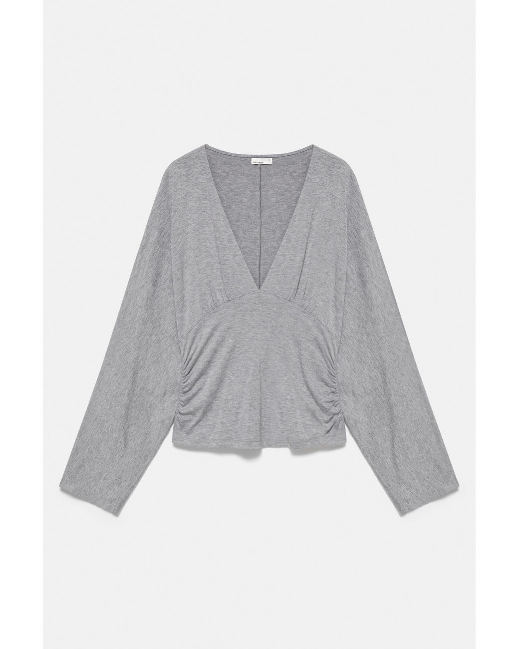 Pull&Bear Brown Gathered V-Neck Top