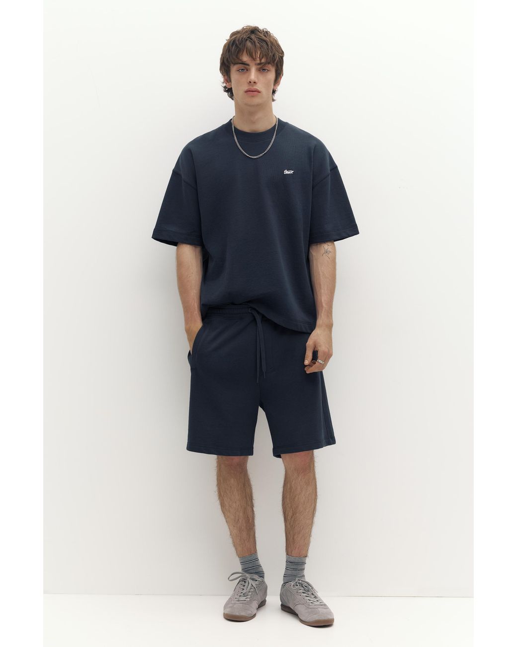 Pull&Bear Blue Short Sleeve Logo Sweatshirt for men