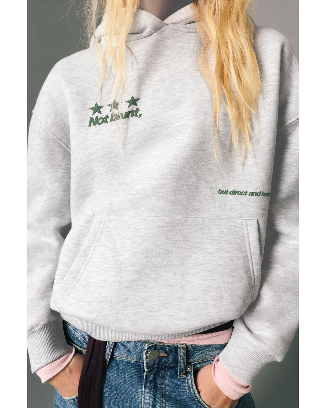 Pull&Bear Gray Star Sweatshirt With Hood