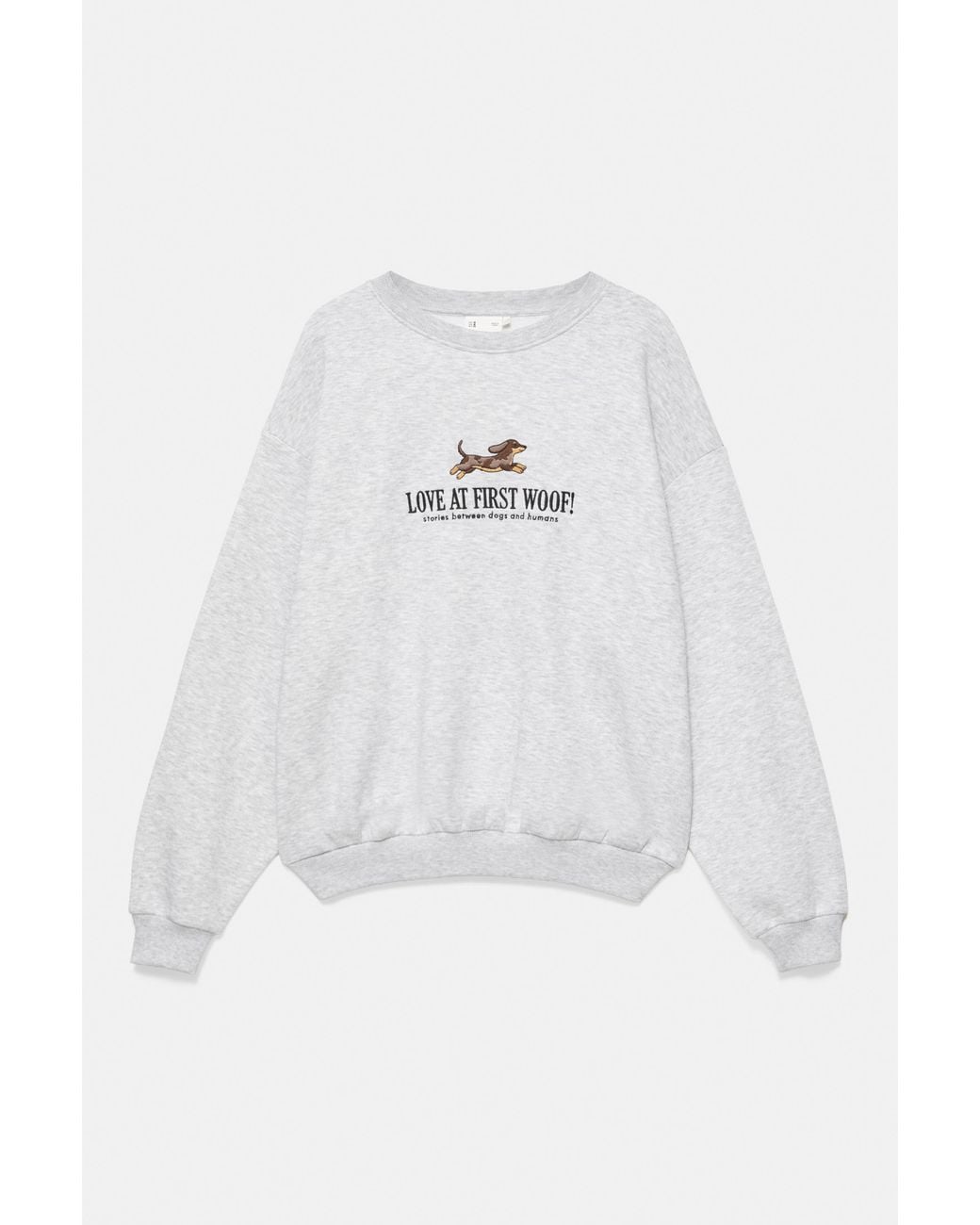 Pull&Bear Gray Dog Graphic Sweatshirt