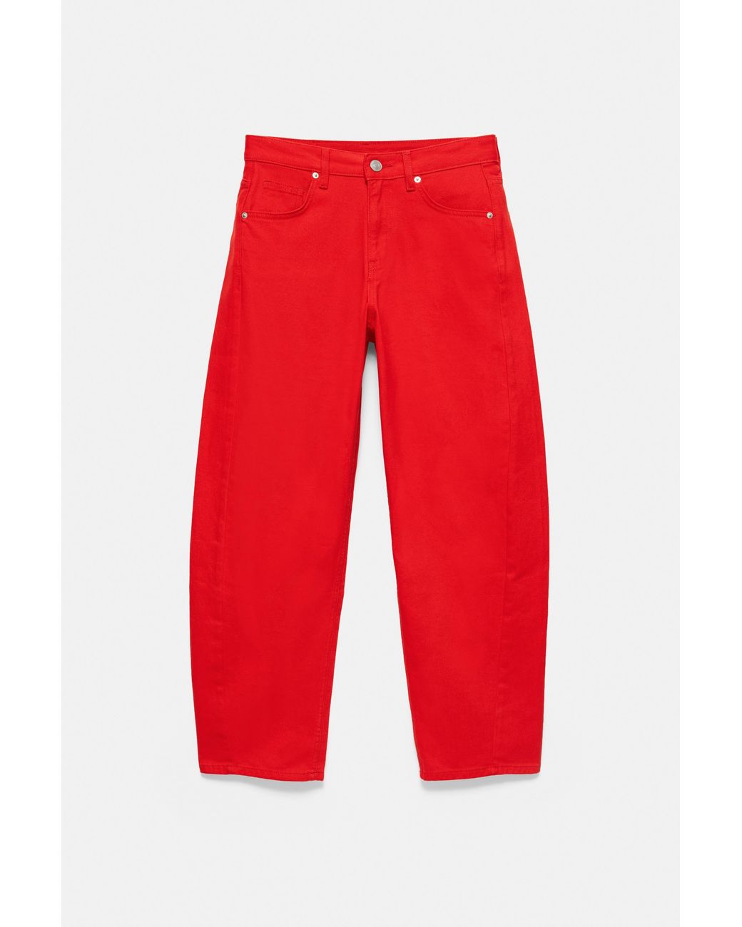 Pull&Bear Red Low-Rise Barrel Jeans