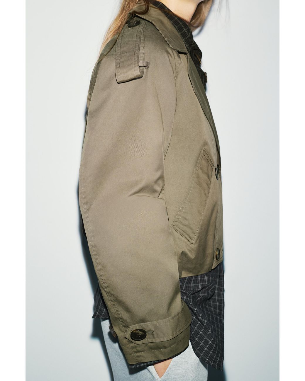 Pull&Bear Brown Balloon-Fit Short Trench Coat