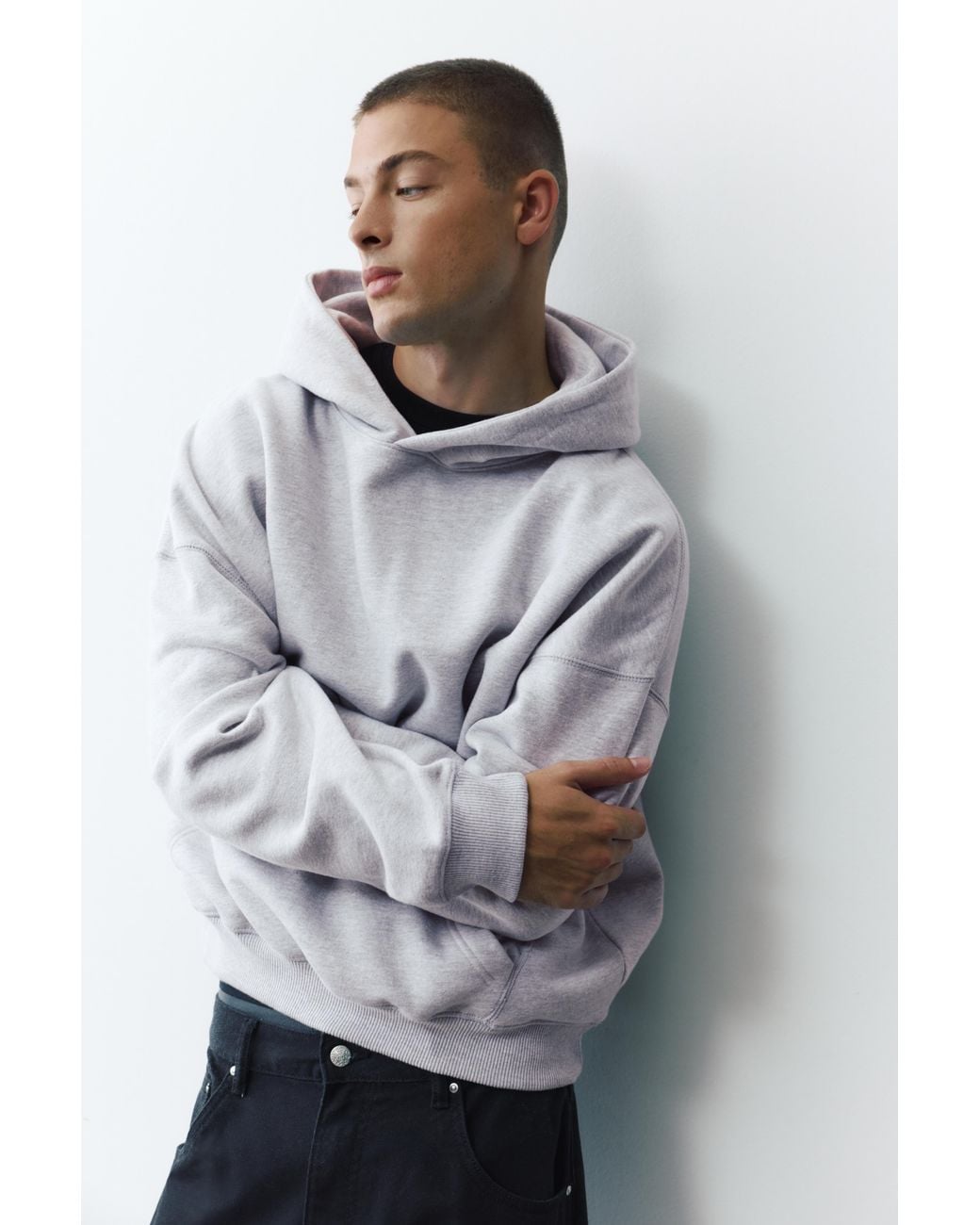 Pull&Bear Boxy Fit Hoodie in het White voor heren