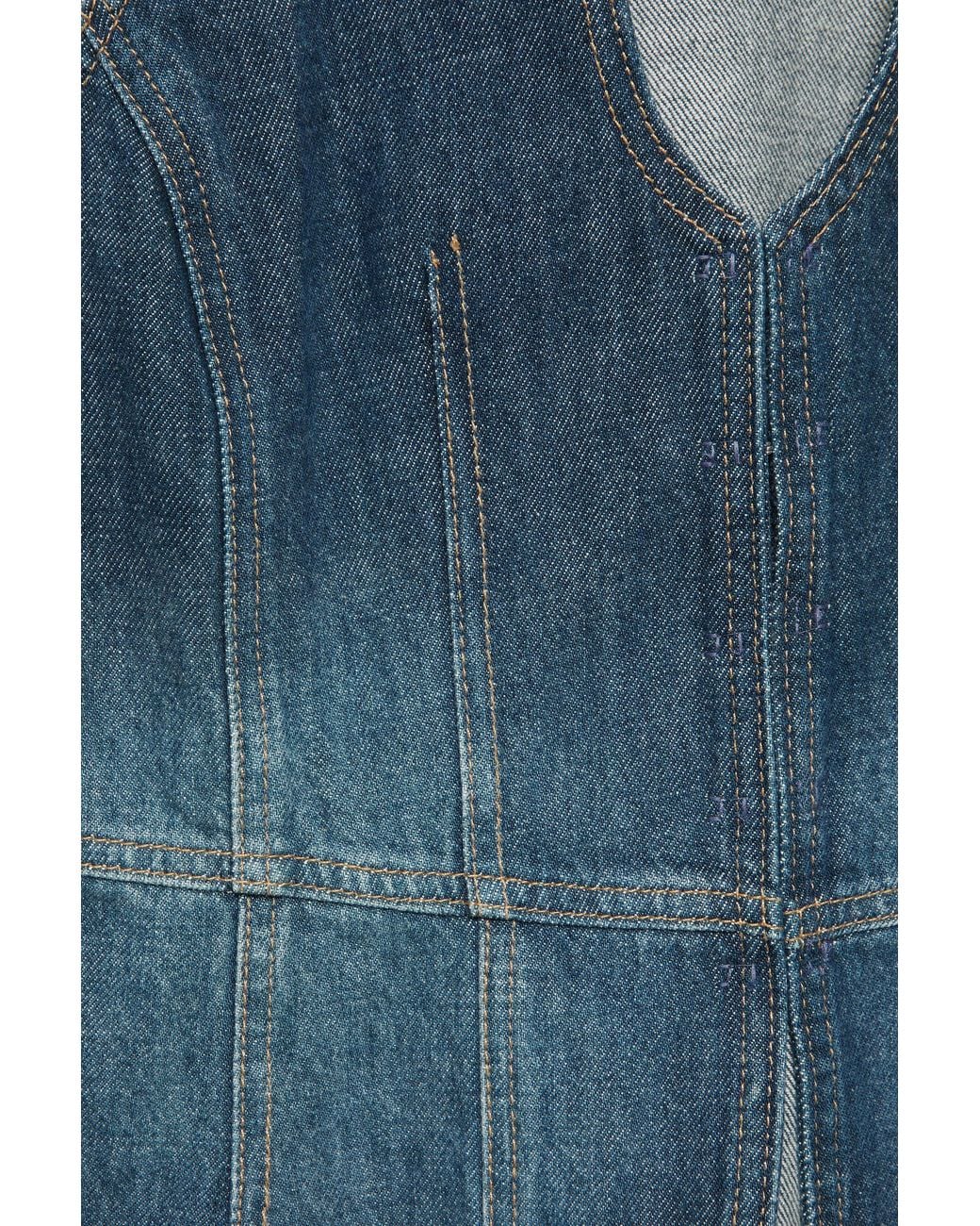 Pull&Bear Blue Seamed Denim Halter Top