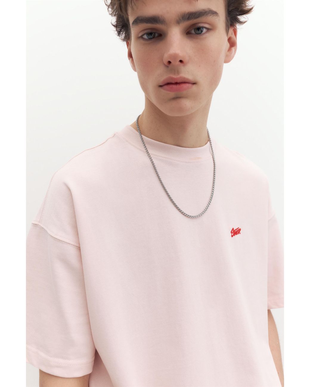 Pull&Bear White Stwd Logo Boxy T-Shirt for men