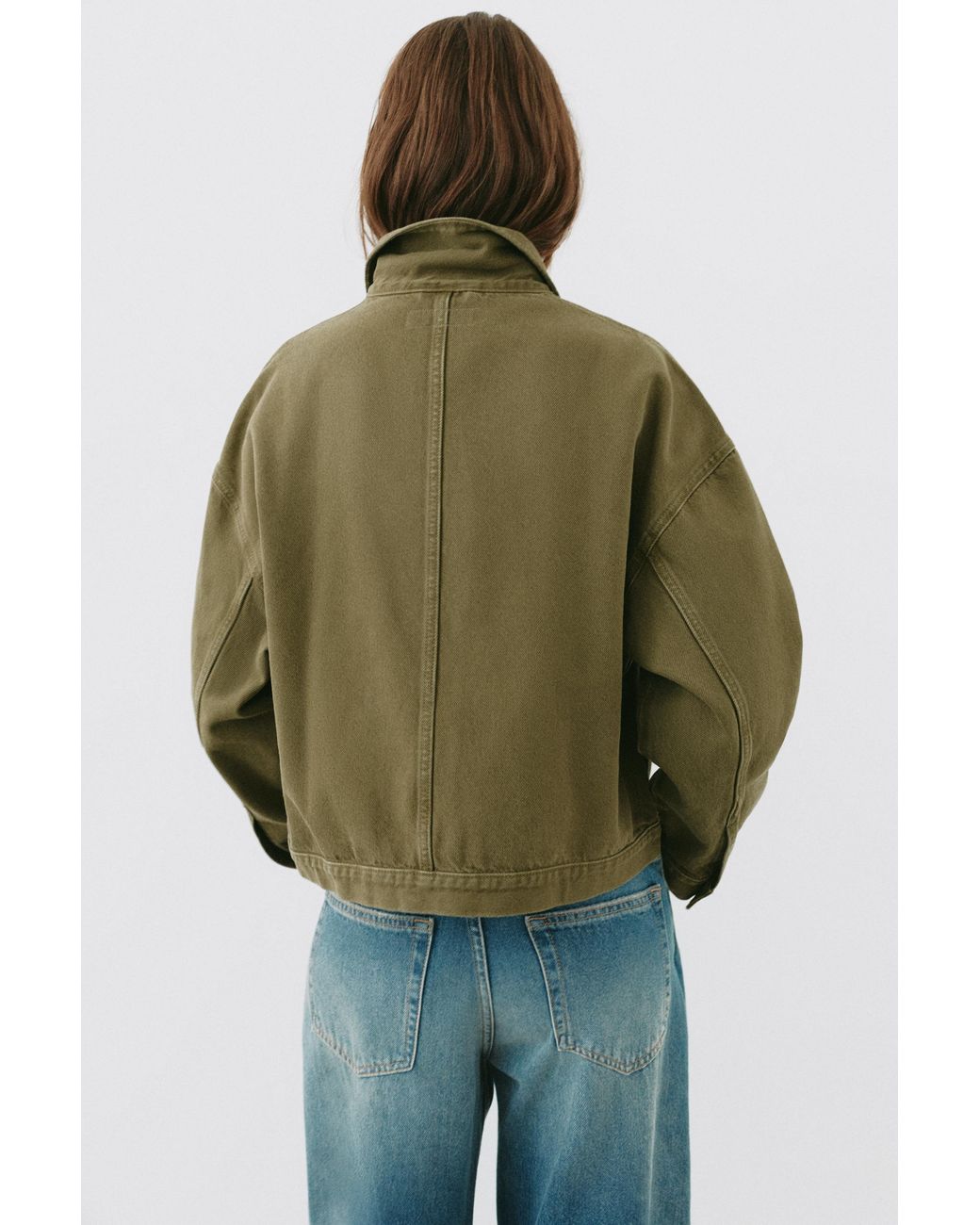 Pull&Bear Green Boxy Denim Overshirt