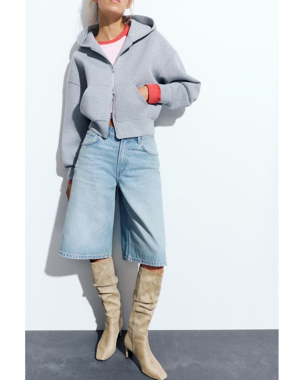 Pull&Bear Blue Ruched High Boots