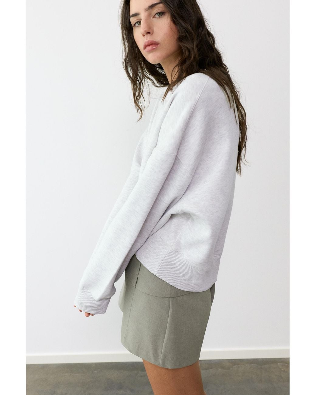 Pull&Bear Gray Round Neck Sweatshirt
