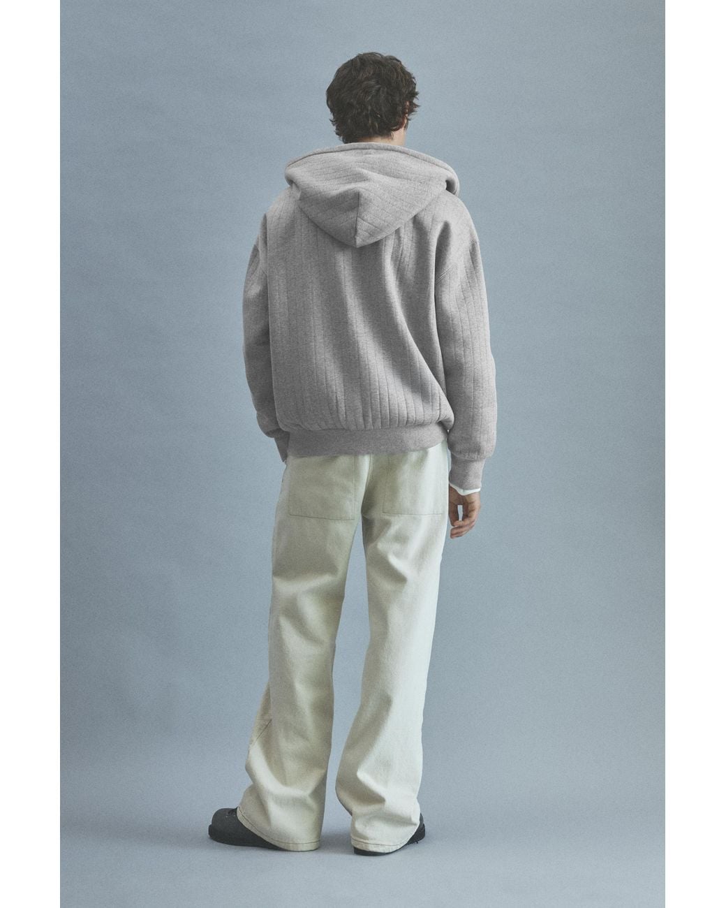 Pull&Bear Black Boxy Hoodie With Zipper for men