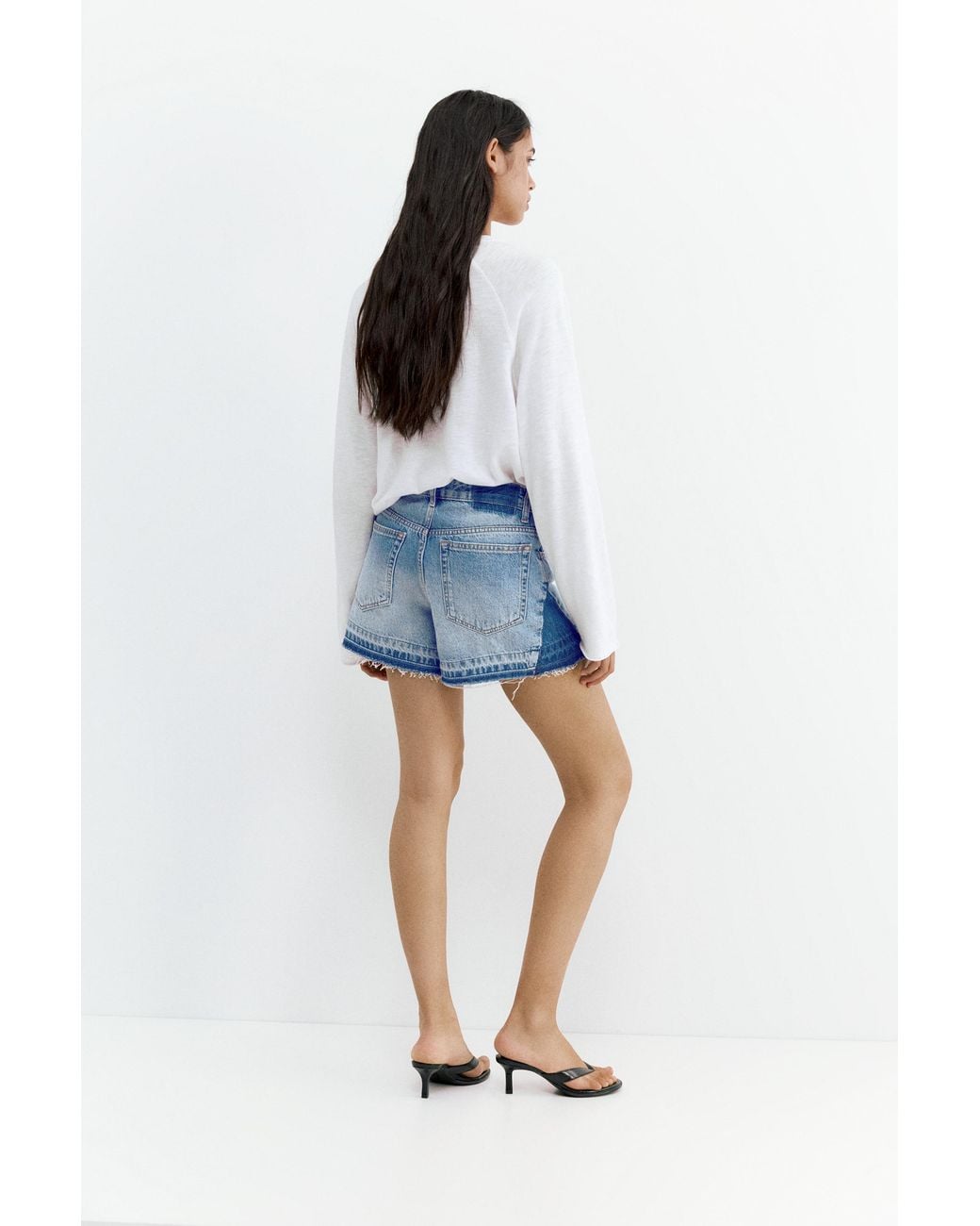 Pull&Bear Blue Patchwork Denim Bermuda Shorts