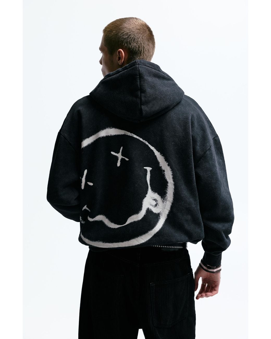 Rock Off Felpa Nirvana Angelic Mono Logo | Unisex Cotone | Cappuccio E Tasche Canguro | Verde Cachi - 4