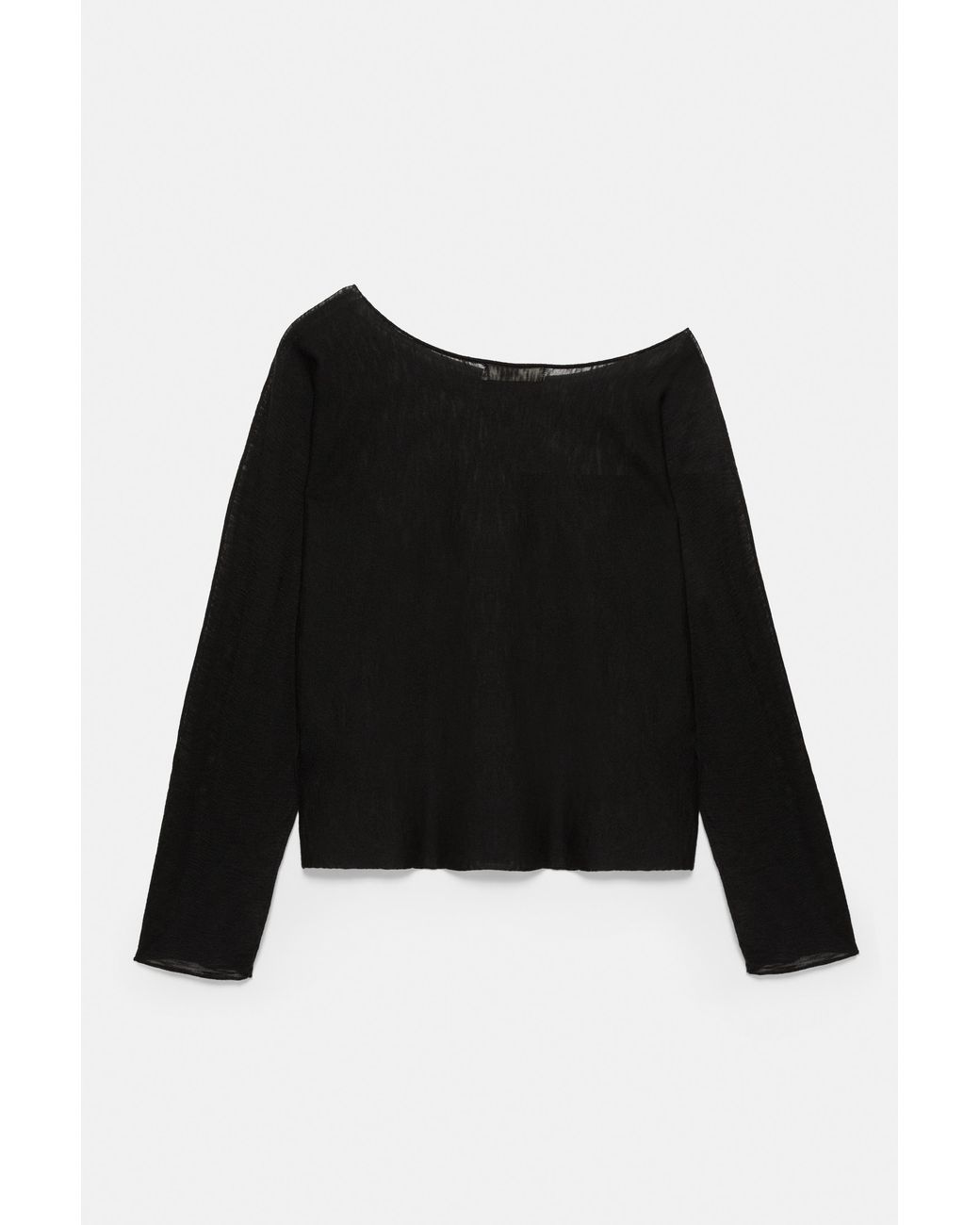 Pull&Bear Black Fine Knit Asymmetric T-Shirt