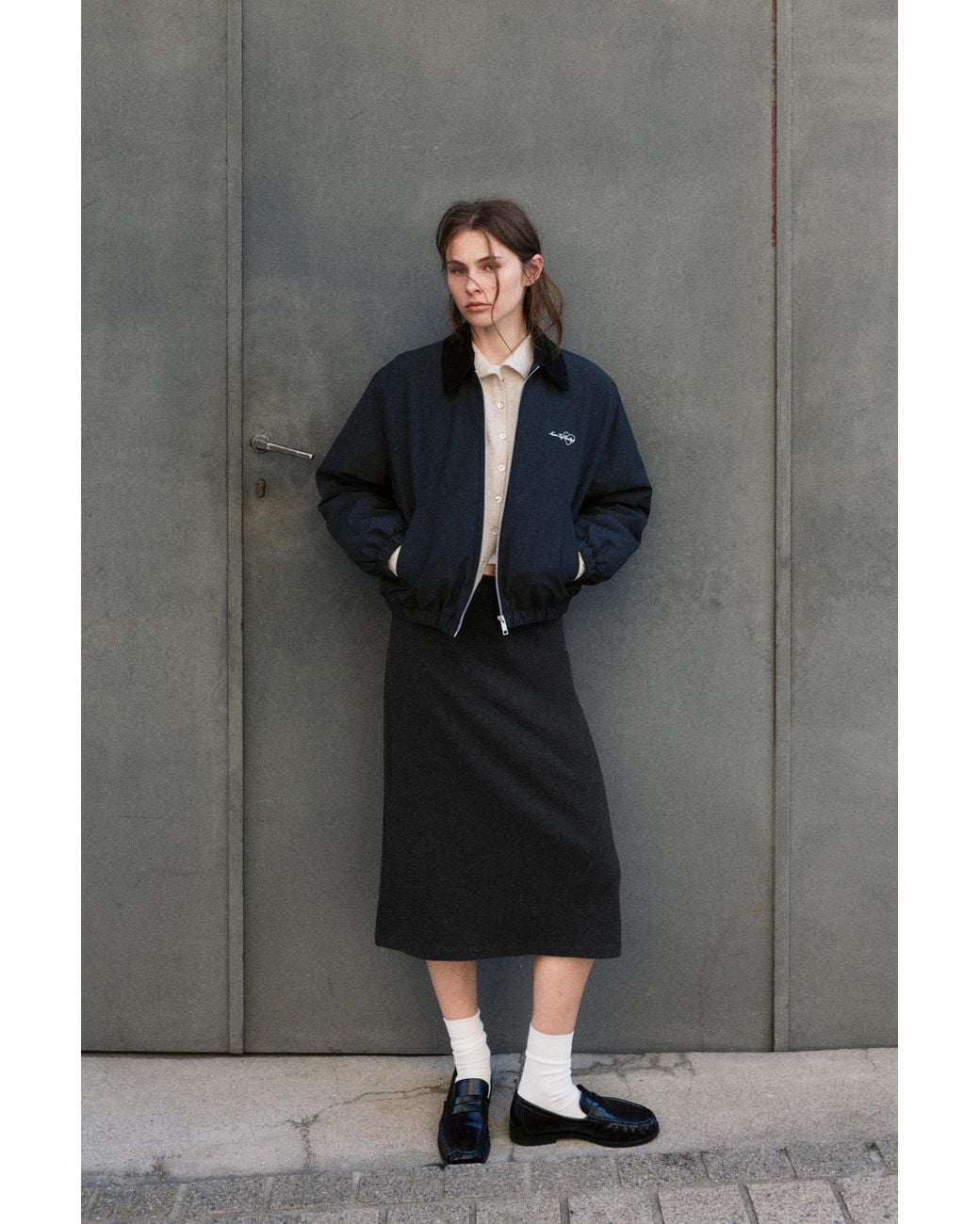 Pull&Bear Rechte Midirok Met Zachte Touch in het Gray