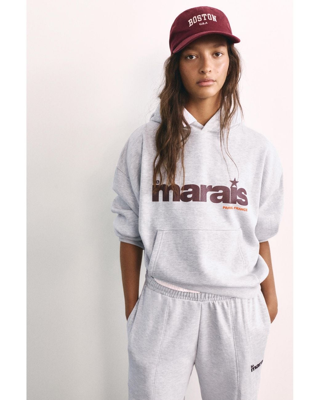 Pull&Bear White Star Graphic Hoodie