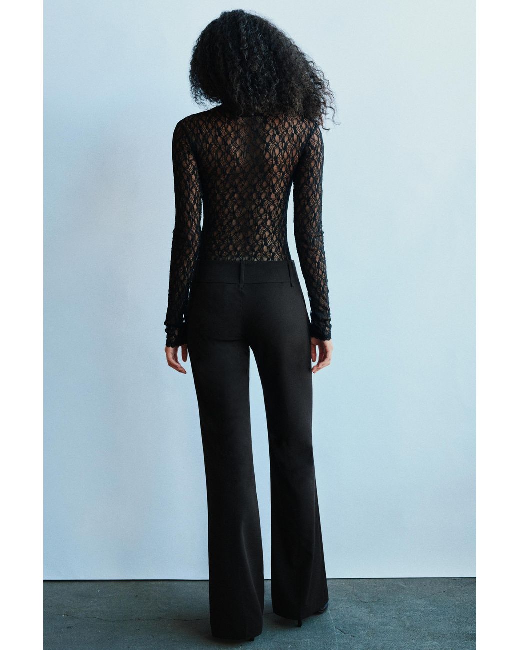 Pull&Bear Black Flared Trousers With Belt Loops
