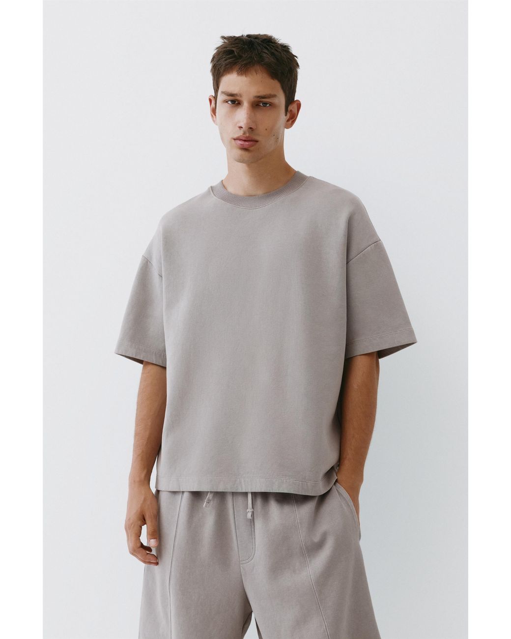 Sweat Interlock À Manches Courtes Pull&Bear pour homme en coloris Gray