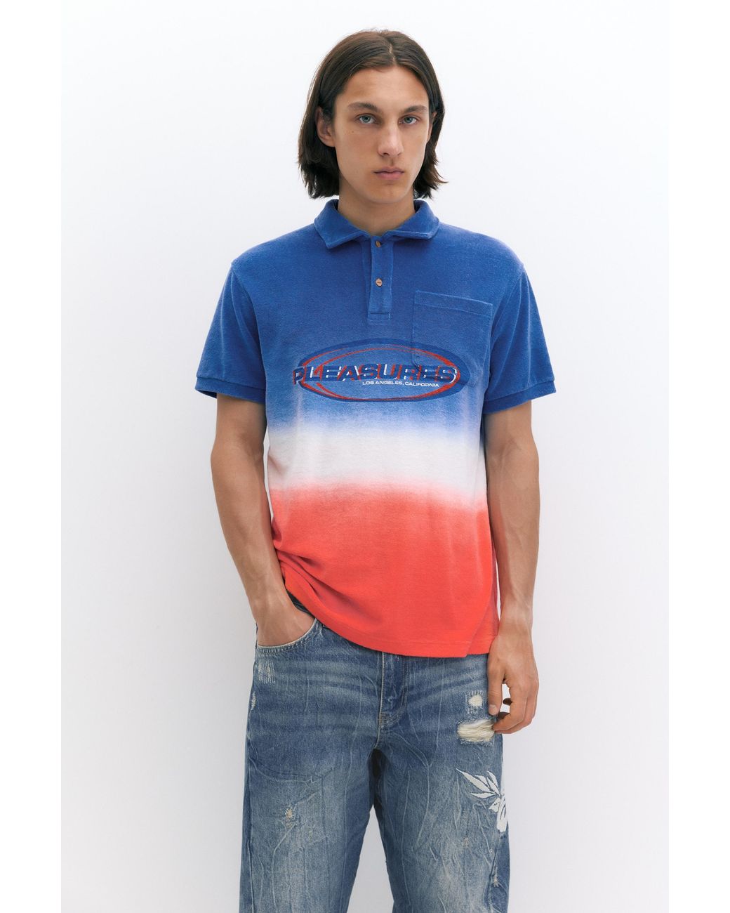 Pull&Bear Blue Pleasures X Stwd Ombré Polo Shirt for men
