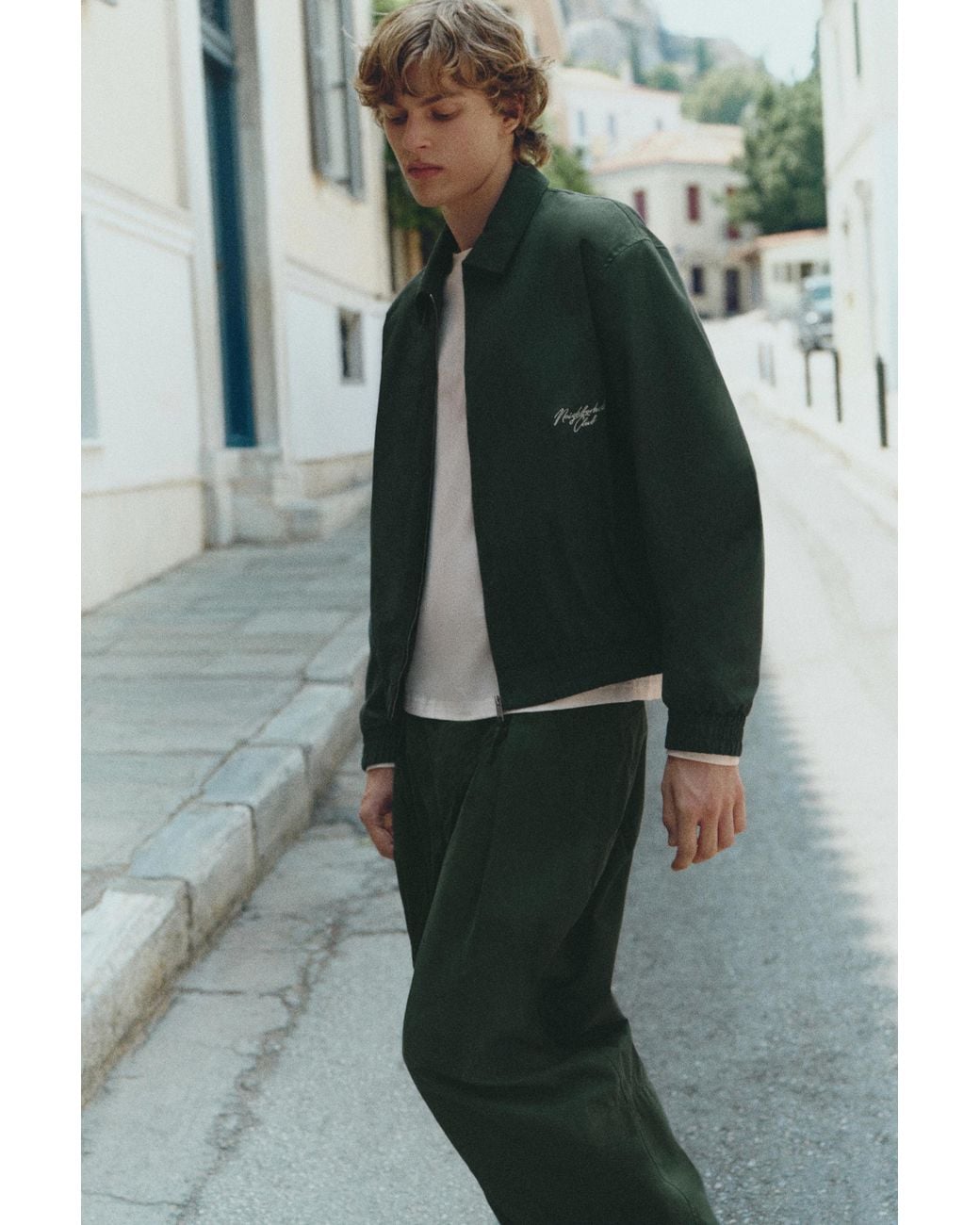 Pull&Bear Green Embroidered Jacket for men