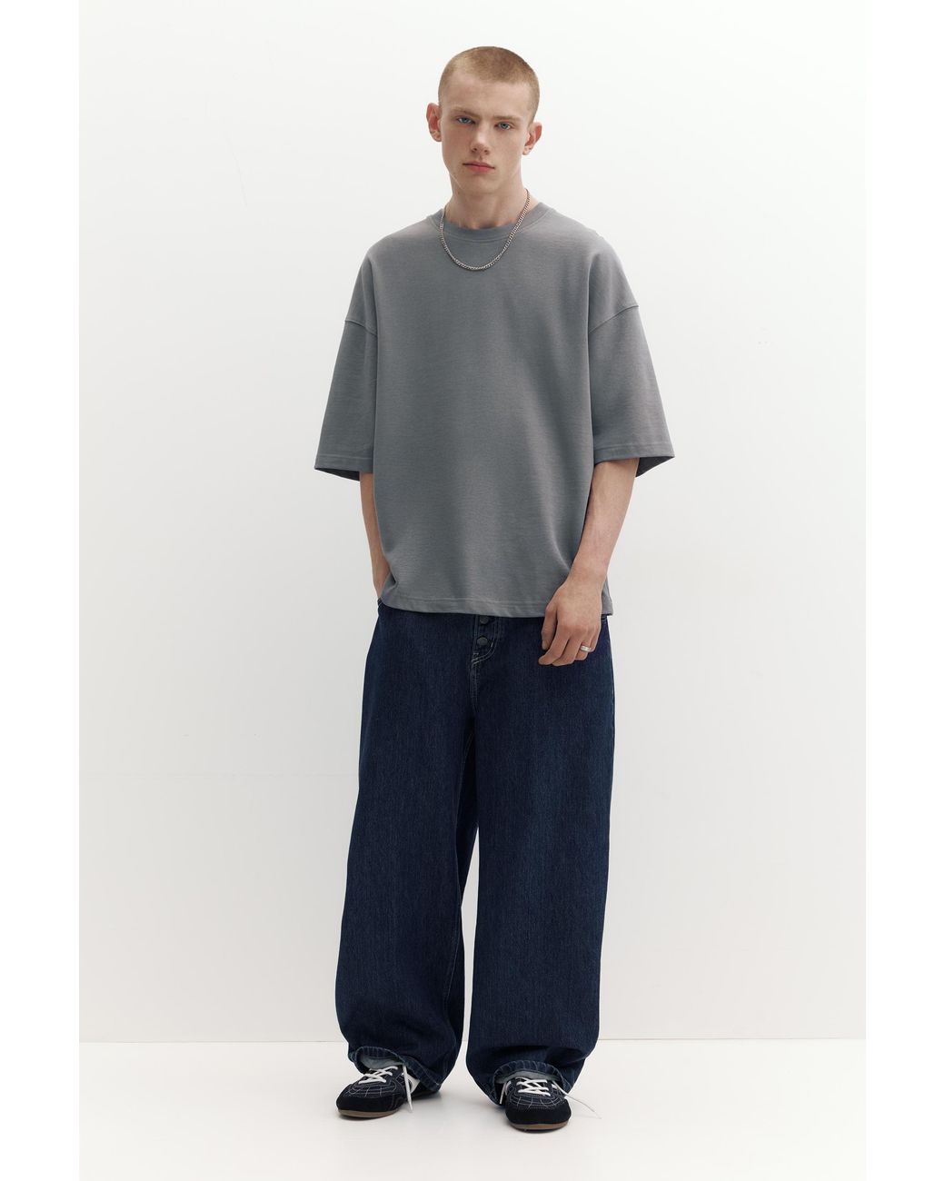 Pull&Bear Gray Loose Fit T-Shirt for men