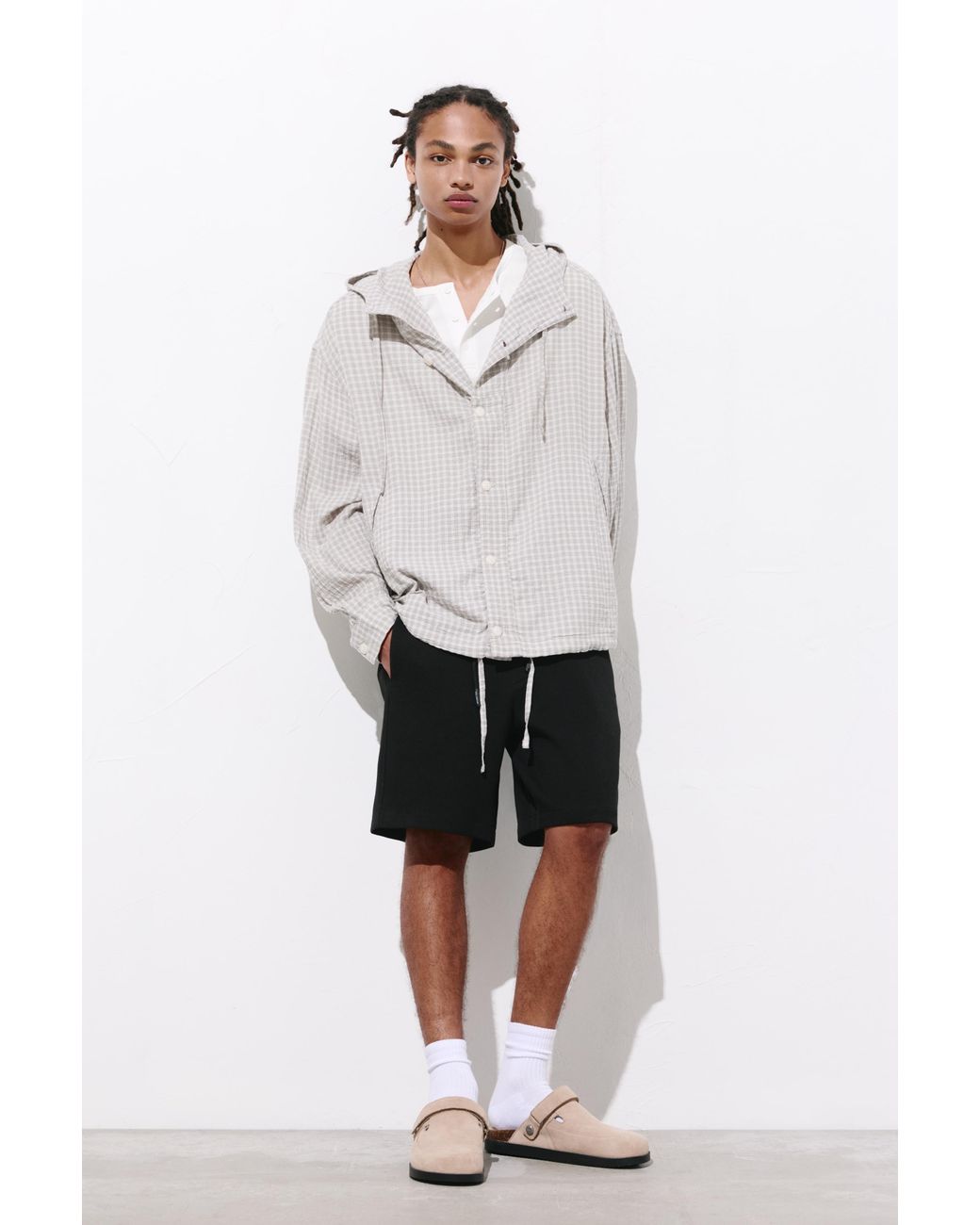 Pull&Bear Black Piqué Jogger Bermuda Shorts for men