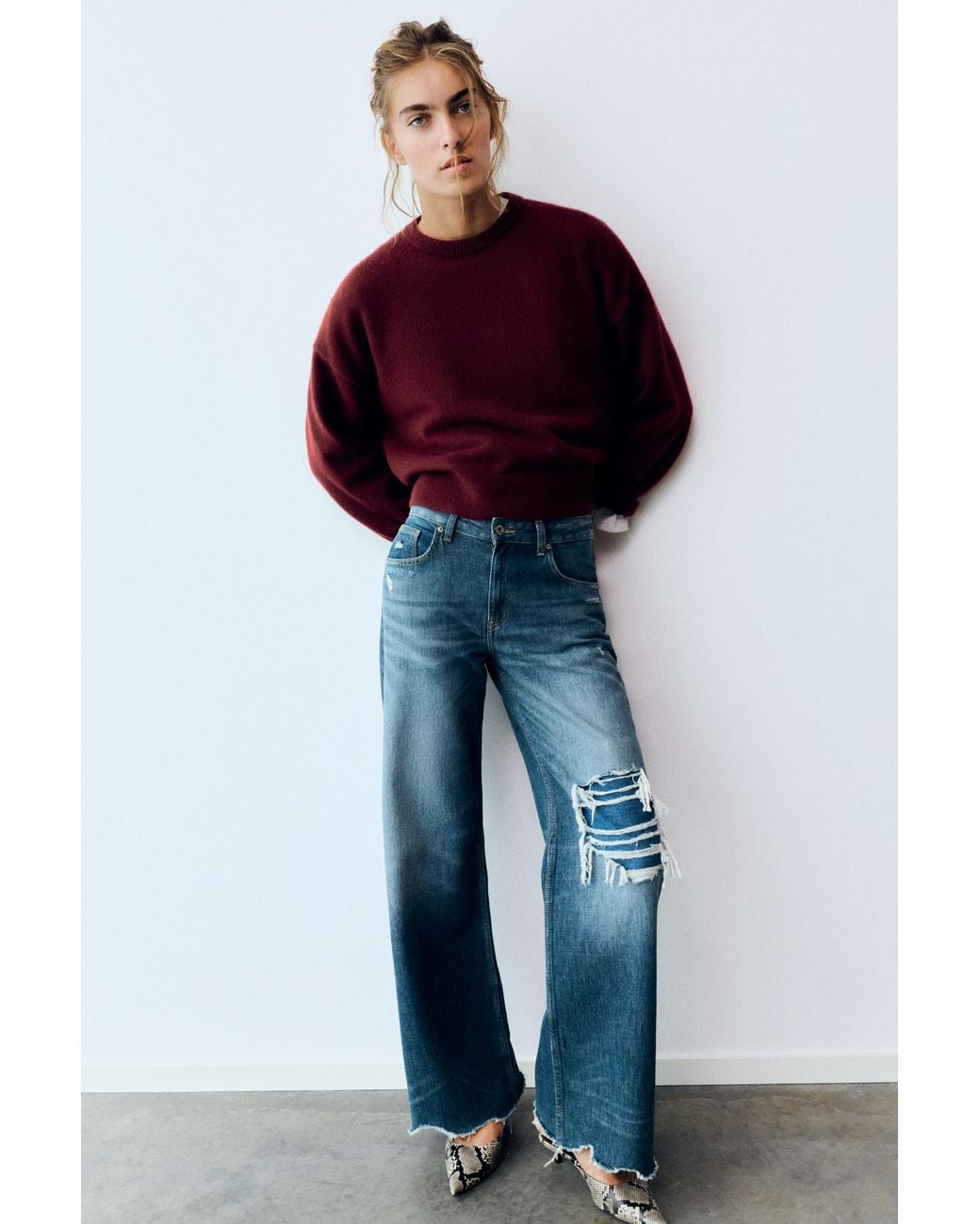 Pull Boxy En Maille Soft Pull&Bear en coloris Red