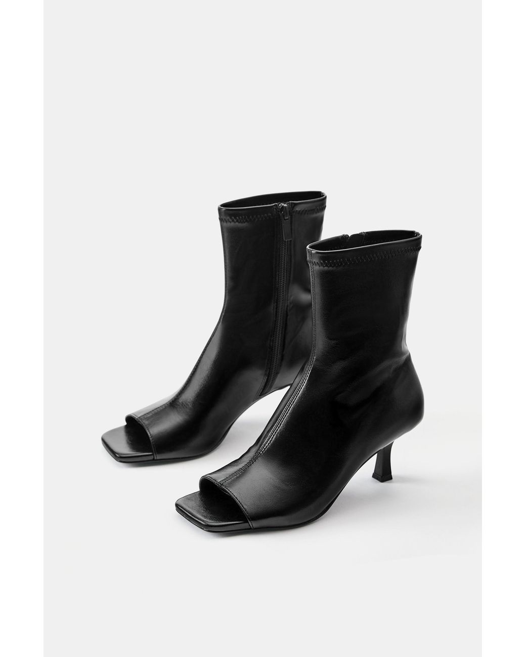 Pull&Bear Black Peep-Toe-Absatzstiefeletten