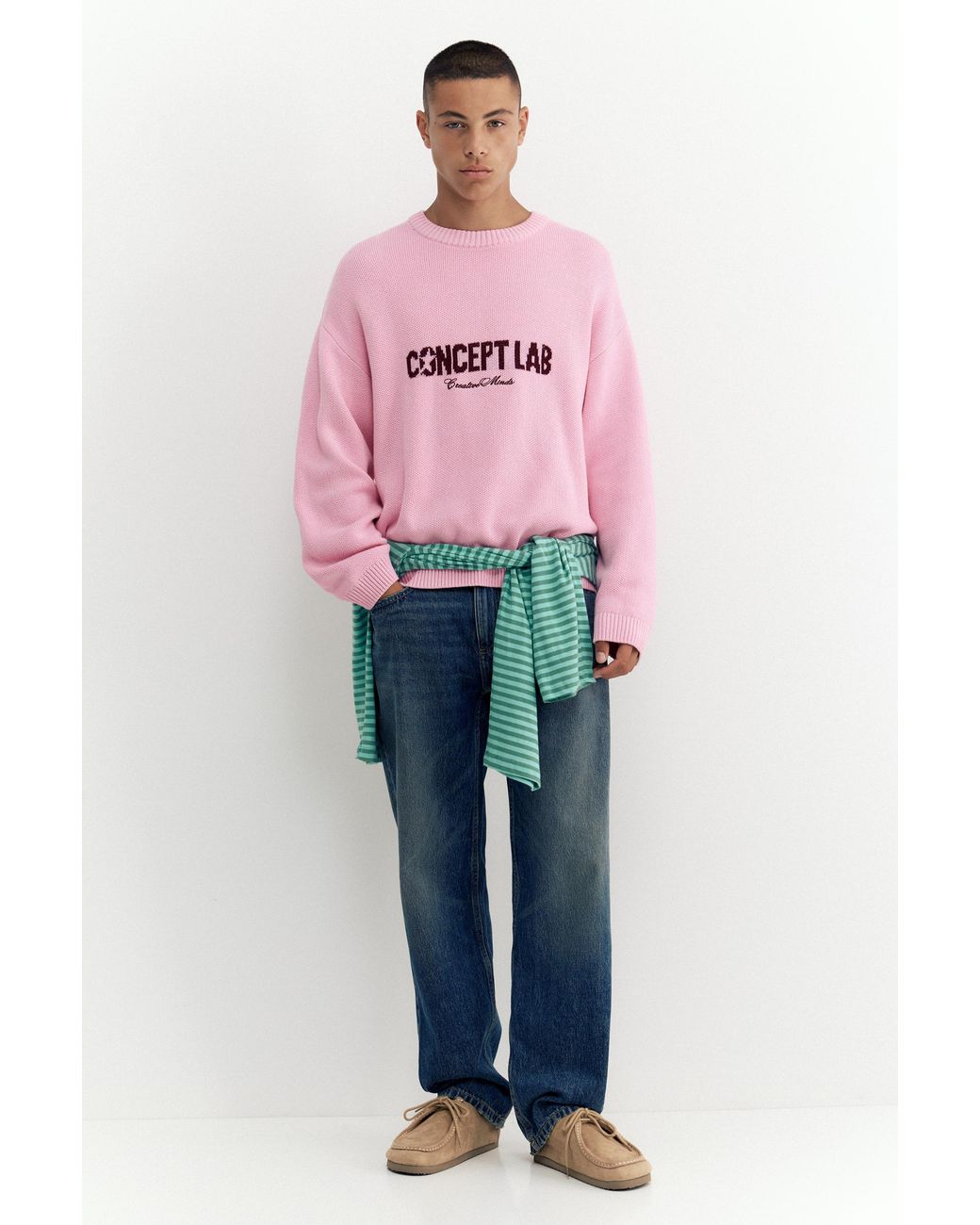 Pull&Bear Gray Stwd Graphic Jumper for men