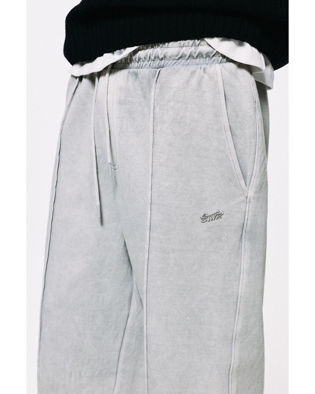 Pull&Bear Black Washed-Effect Jogger Trousers for men